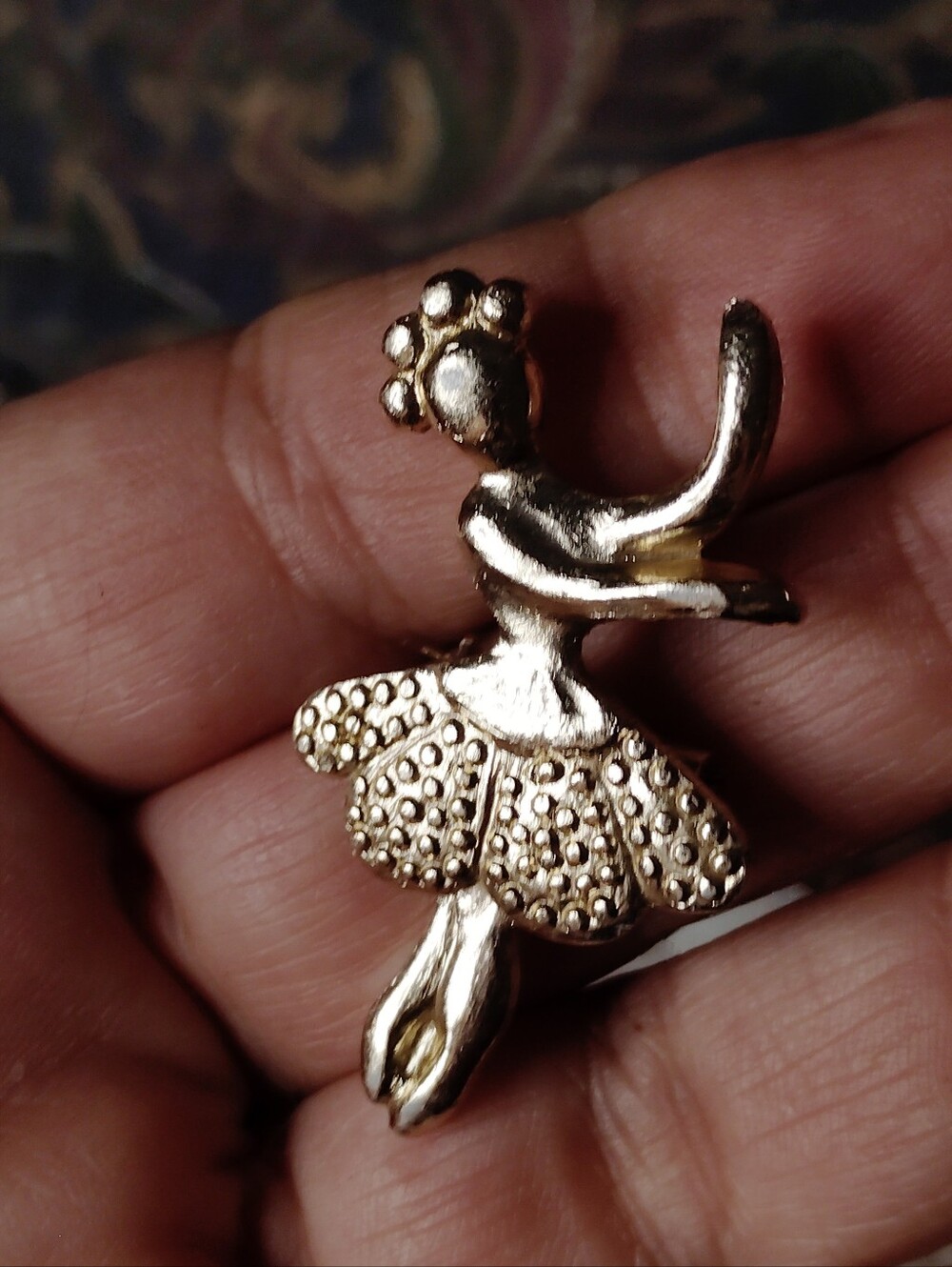 Vintage Gold Tone Signed HONG KONG Ballerina brooch